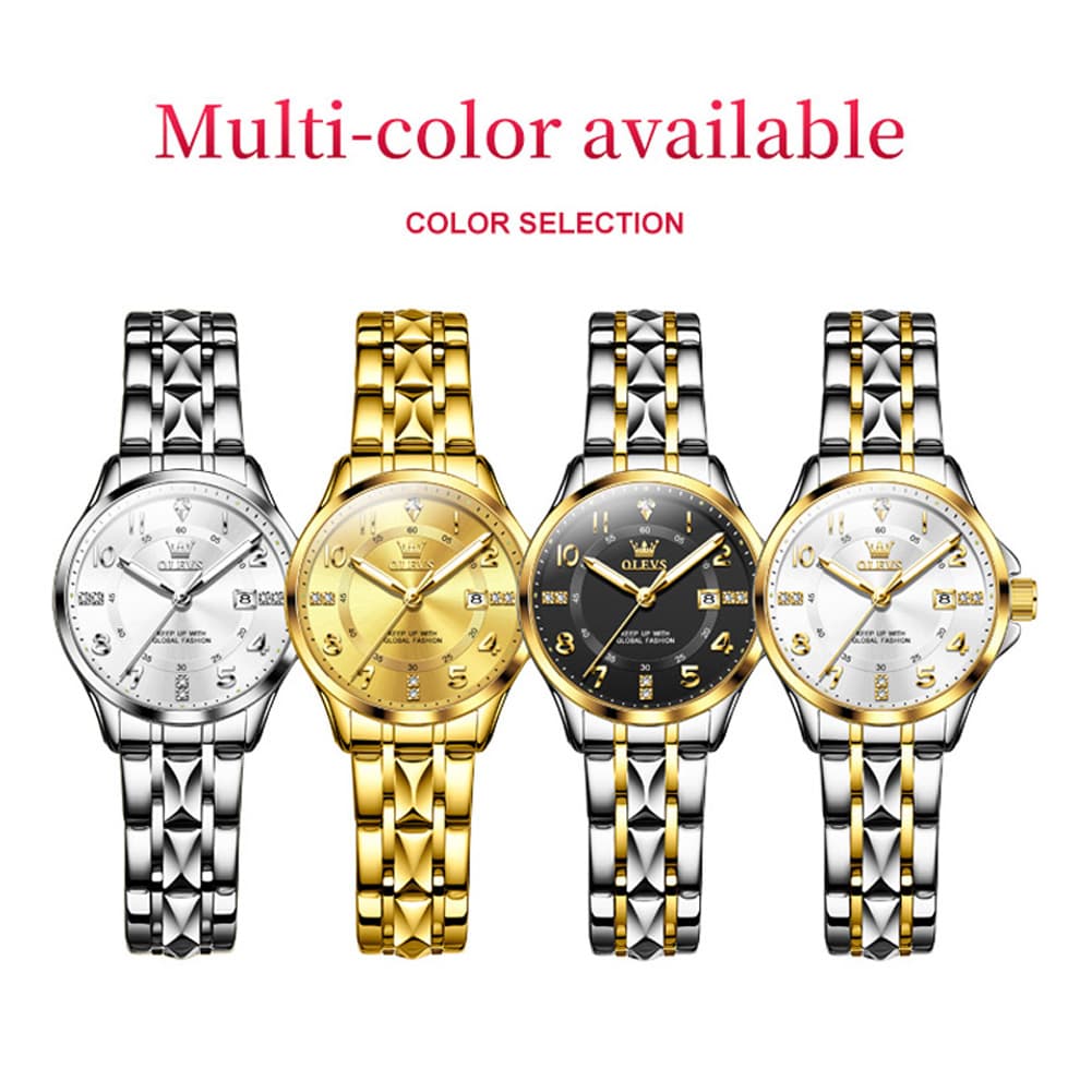 OLEVS 2910 Diamond Day Date Couples Watch Set Men Women