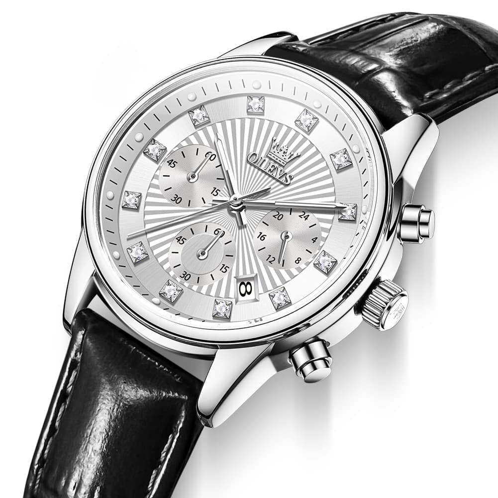 OLEVS 3669 Quartz Multi Dial Diamond Watch For Women