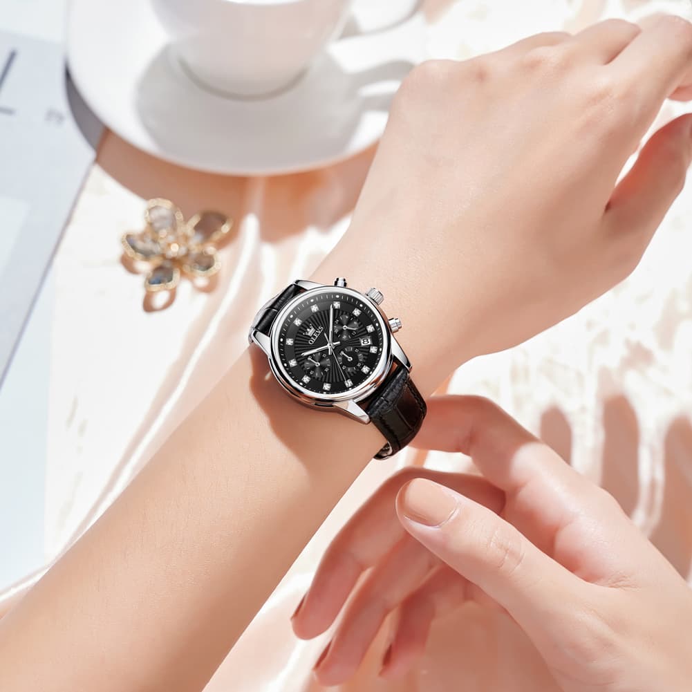 OLEVS 3669 Quartz Multi Dial Diamond Watch For Women