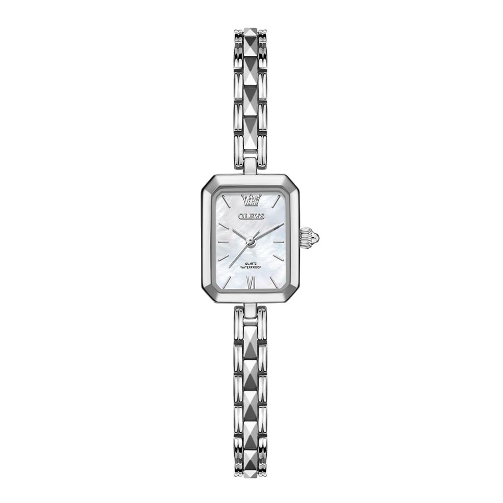 OLEVS 3691 Petite Rectangle Quartz Womens Watch Stainless Steel