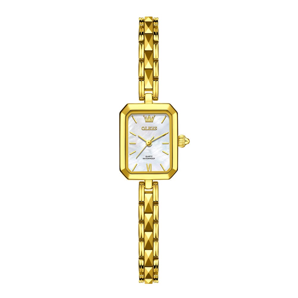 OLEVS 3691 Petite Rectangle Quartz Womens Watch Stainless Steel