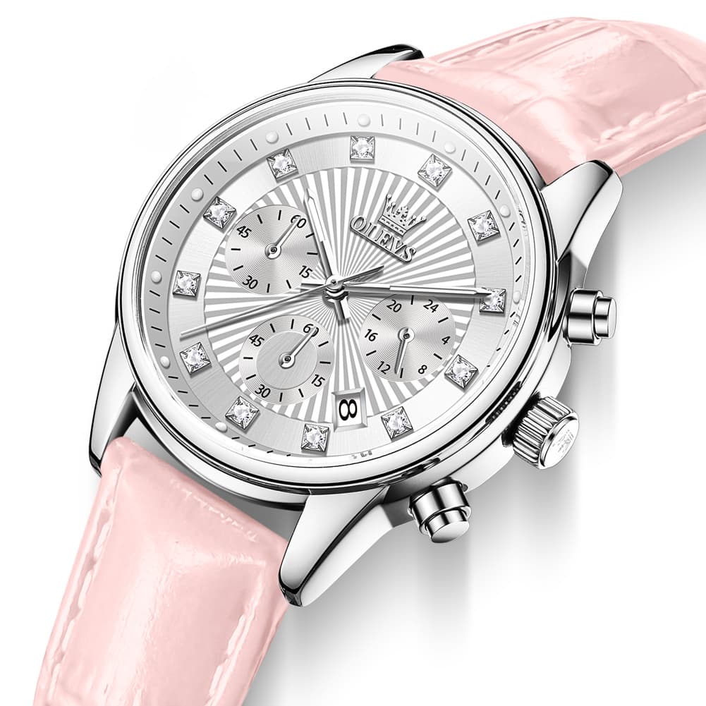 OLEVS 3669 Quartz Multi Dial Diamond Watch For Women