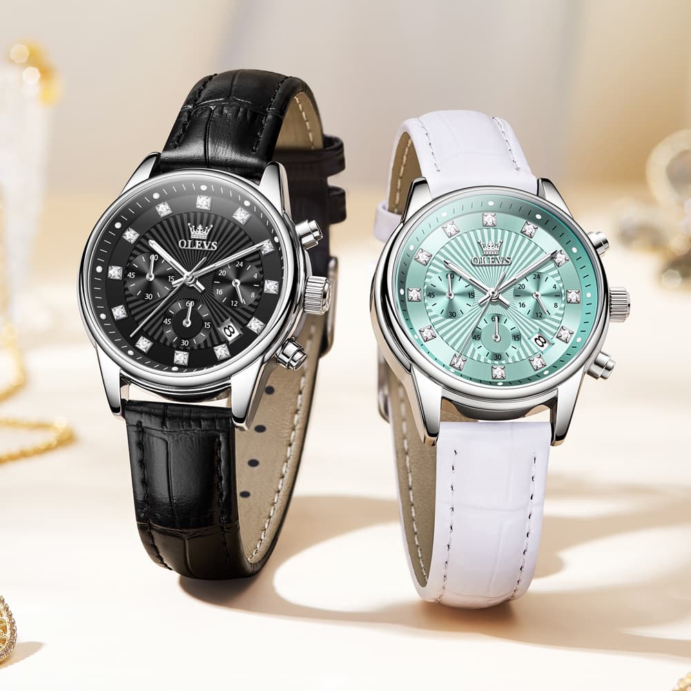 OLEVS 3669 Quartz Multi Dial Diamond Watch For Women