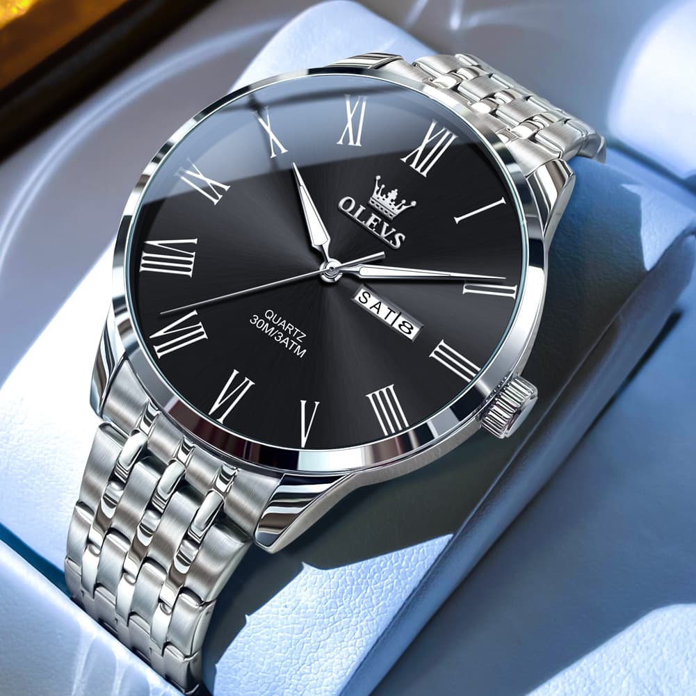 OLEVS 3633 Minimalist Sunray Roman Quartz Watch for Men
