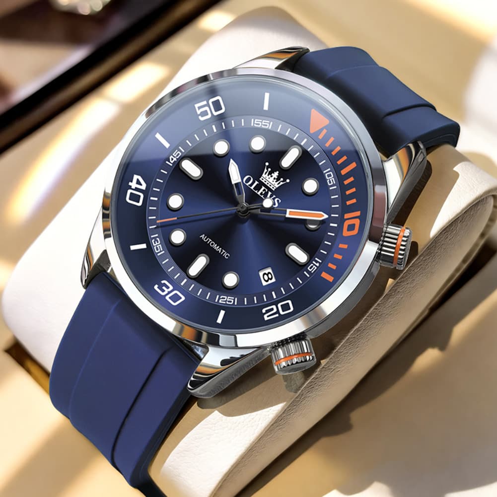 OLEVS 6751 Dive Style Silicone Strap Mechanical Watch for Men