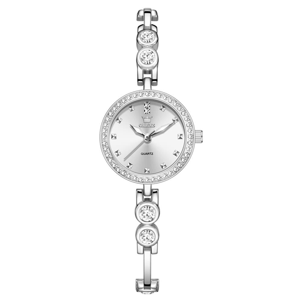 OLEVS 5670 Crystal Bracelet Watch Dainty Bangle Zircon Bezel Quartz Jewelry Timepiece for Women