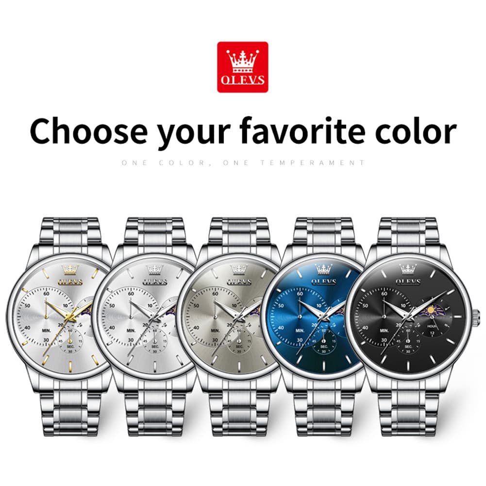 OLEVS 2936 Chronograph Moon Phase Quartz Watch for Men