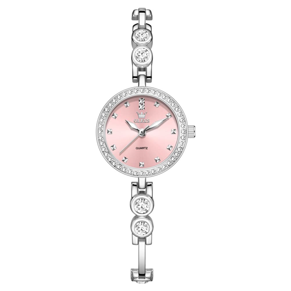 OLEVS 5670 Crystal Bracelet Watch Dainty Bangle Zircon Bezel Quartz Jewelry Timepiece for Women