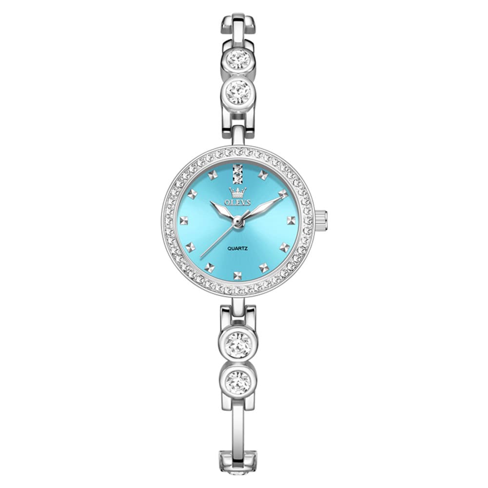 OLEVS 5670 Crystal Bracelet Watch Dainty Bangle Zircon Bezel Quartz Jewelry Timepiece for Women
