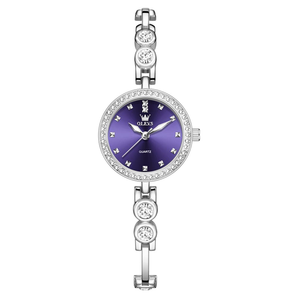 OLEVS 5670 Crystal Bracelet Watch Dainty Bangle Zircon Bezel Quartz Jewelry Timepiece for Women