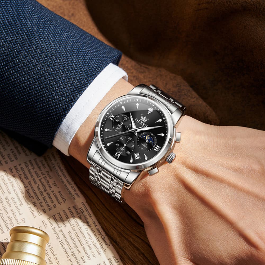 OLEVS 3639 Chronograph Moon Phase Quartz Watch for Men