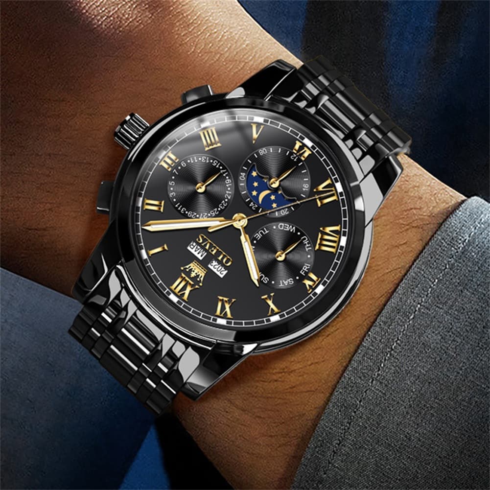 OLEVS 6692 Automatic Moon Phase Multifunction Steel Watch for Men