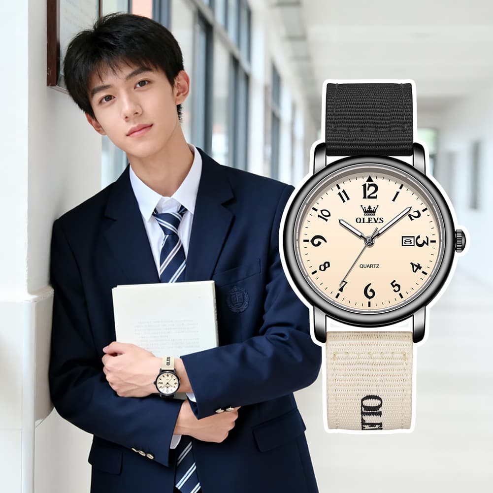 OLEVS 2991 Nylon Strap Casual Retro Quartz Watch for Men and Women