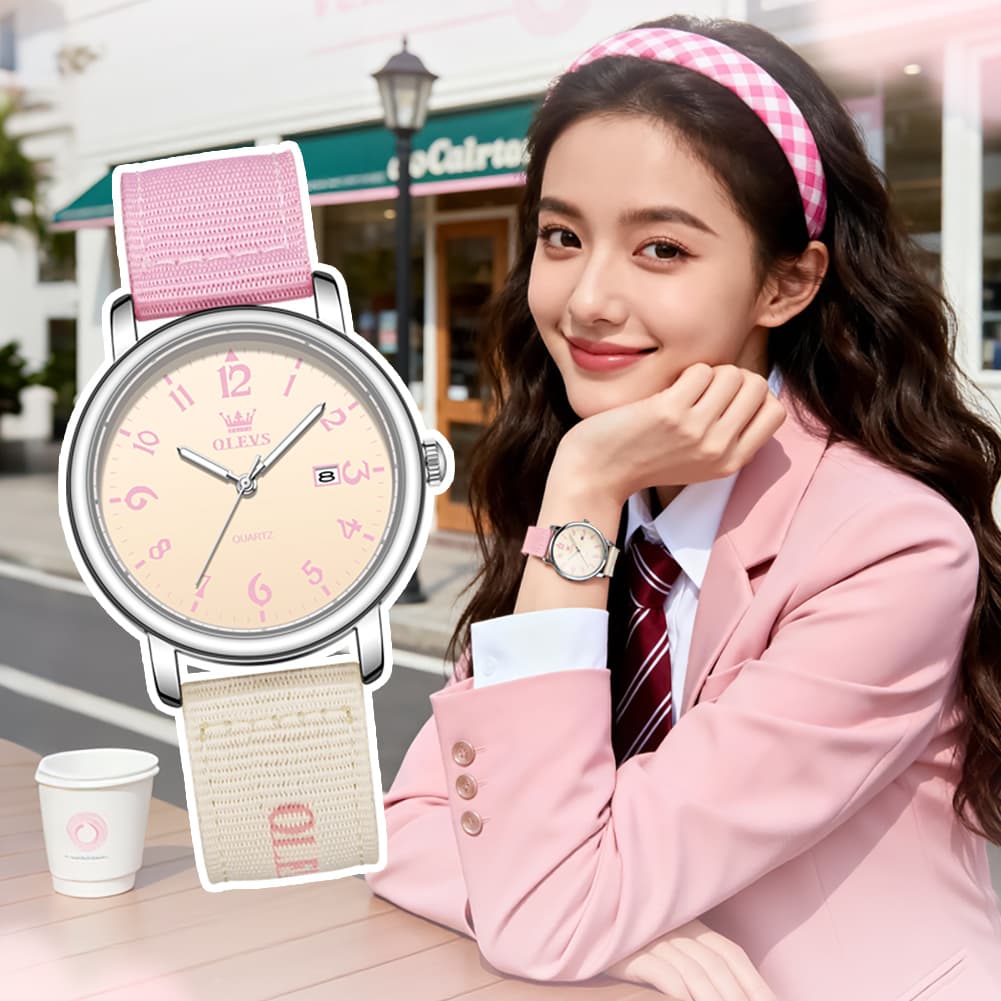 OLEVS 2991 Nylon Strap Casual Retro Quartz Watch for Men and Women