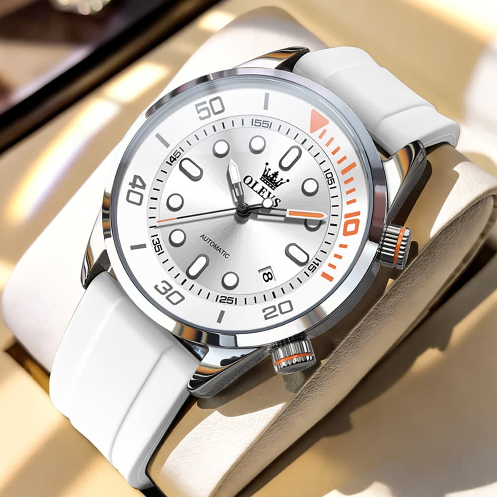 OLEVS 6751 Dive Style Silicone Strap Mechanical Watch for Men