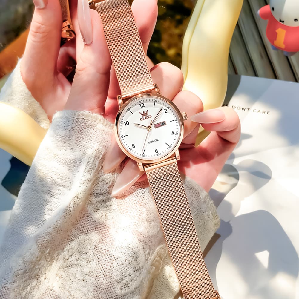 OLEVS 2996N Milanese Steel Minimalist Quartz Watch for Women