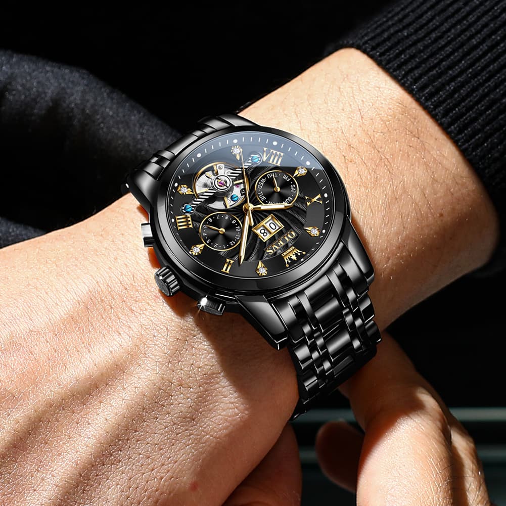 OLEVS Open Heart Multifunction Automatic Mechanical Watch 9910 Big Date for Men