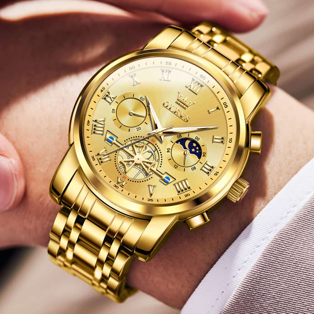 OLEVS 2859 Luxury Moon Phase Chronograph Quartz Watch for Men