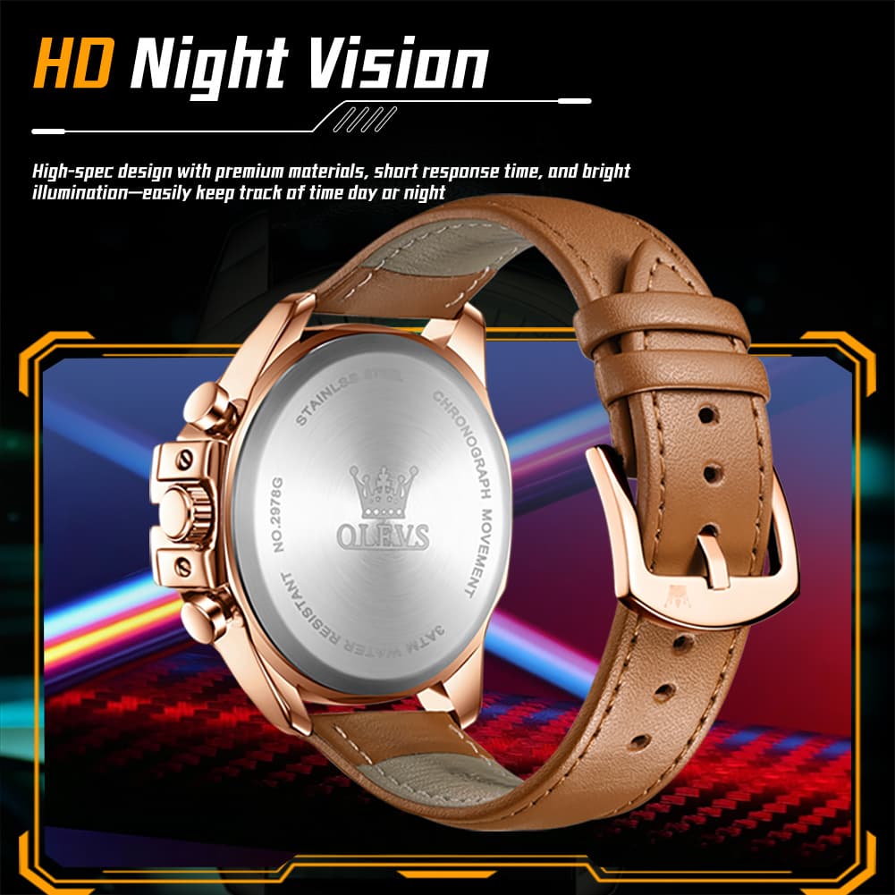 OLEVS 2978 Oversized 50mm Chronograph Quartz Watch for Men