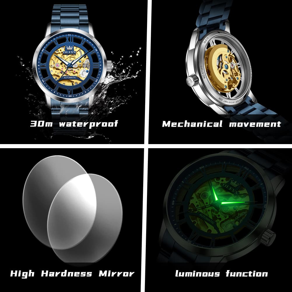 OLEVS 6728 Automatic Skeleton Mechanical Watch For Men