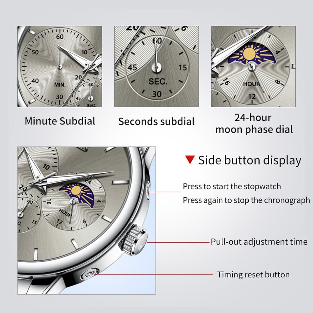 OLEVS 2936 Chronograph Moon Phase Quartz Watch for Men