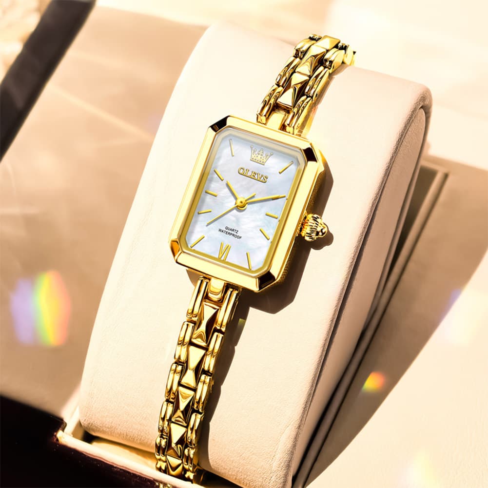 OLEVS 3691 Petite Rectangle Quartz Womens Watch Stainless Steel