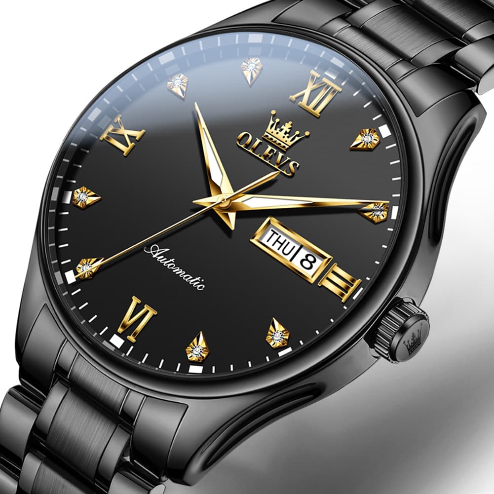 OLEVS Diamond Dial Day Date Automatic Mechanical Watch 9955 for Men