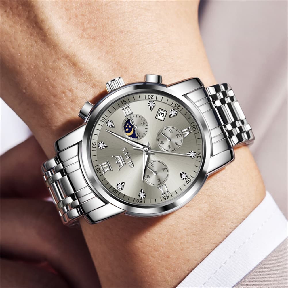 OLEVS 2858 Luxury Moon Phase Chronograph Watch for Men