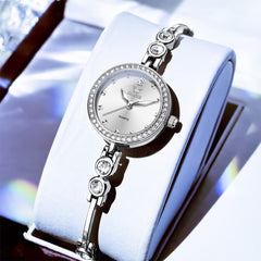 OLEVS 5670 Crystal Bracelet Watch Dainty Bangle Zircon Bezel Quartz Jewelry Timepiece for Women