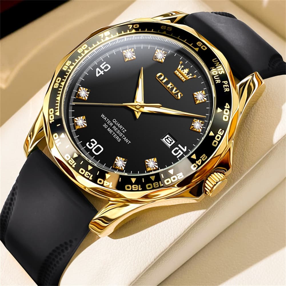 OLEVS 9988 Luxury Green Dial Quartz Dress Watch for Men
