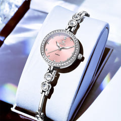 OLEVS 5670 Crystal Bracelet Watch Dainty Bangle Zircon Bezel Quartz Jewelry Timepiece for Women