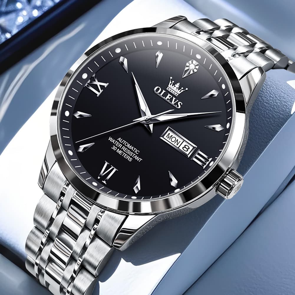 OLEVS Diamond Dial Day Date Automatic Mechanical Watch 9956 for Men