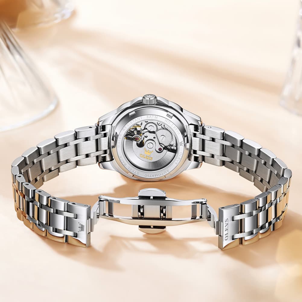 OLEVS Retro Square Diamond Dial Automatic Mechanical Watch 9810 for Men and Women