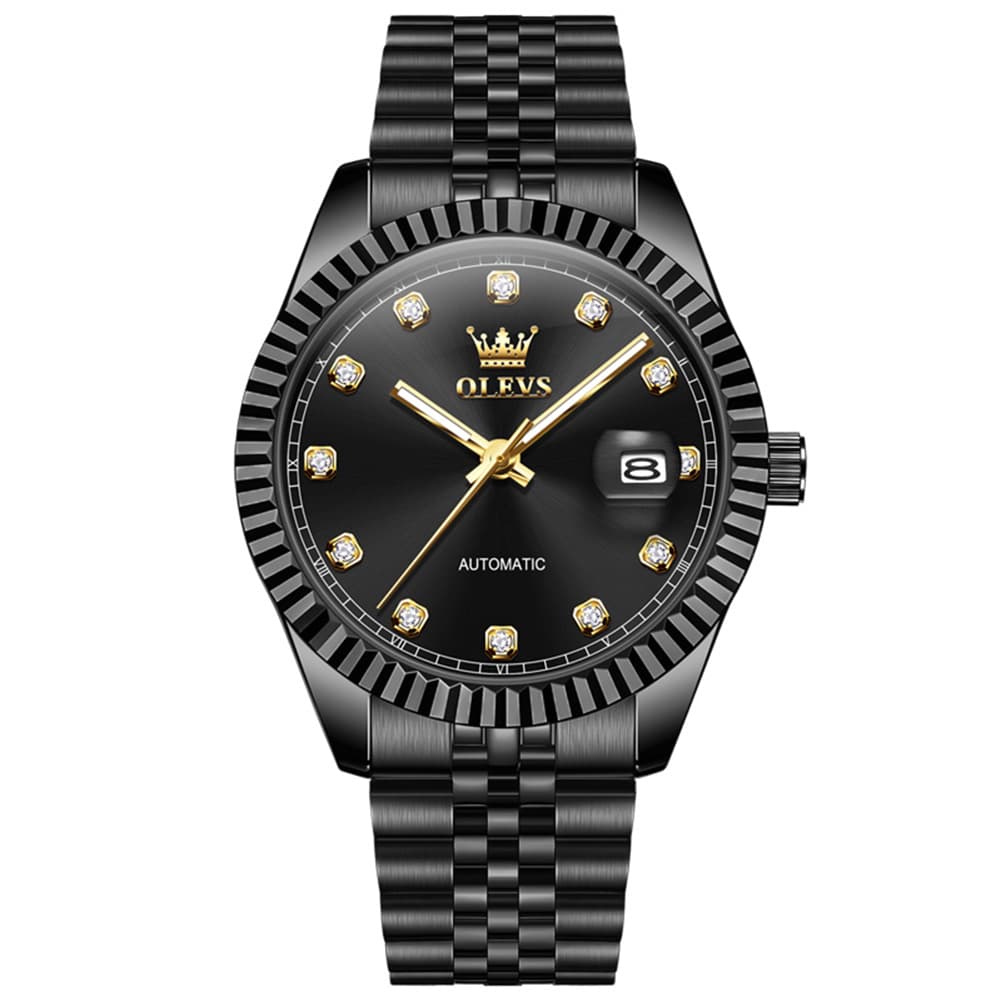 OLEVS 6743 Fluted Bezel Diamond Mechanical Watch for Men