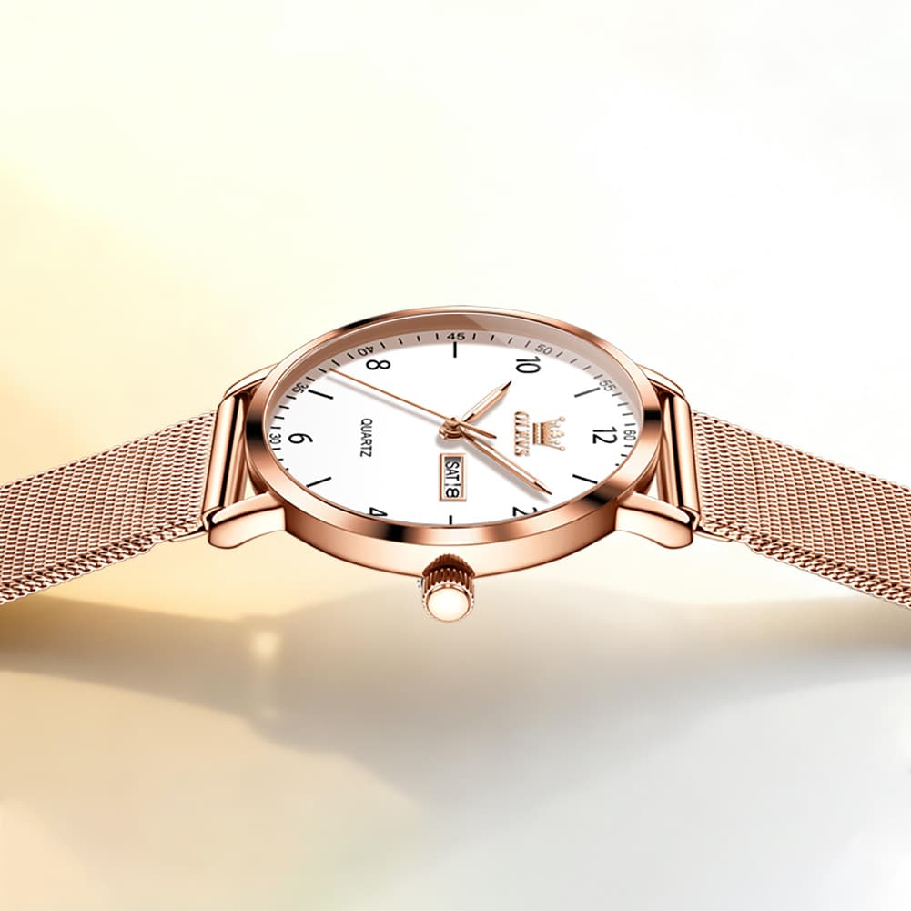 OLEVS 2996N Milanese Steel Minimalist Quartz Watch for Women