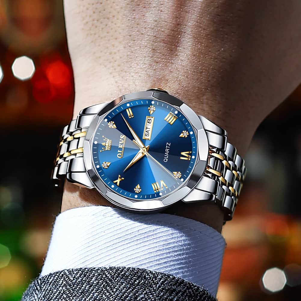 OLEVS 9931 Classic Diamond Stainless Steel Watch for Men