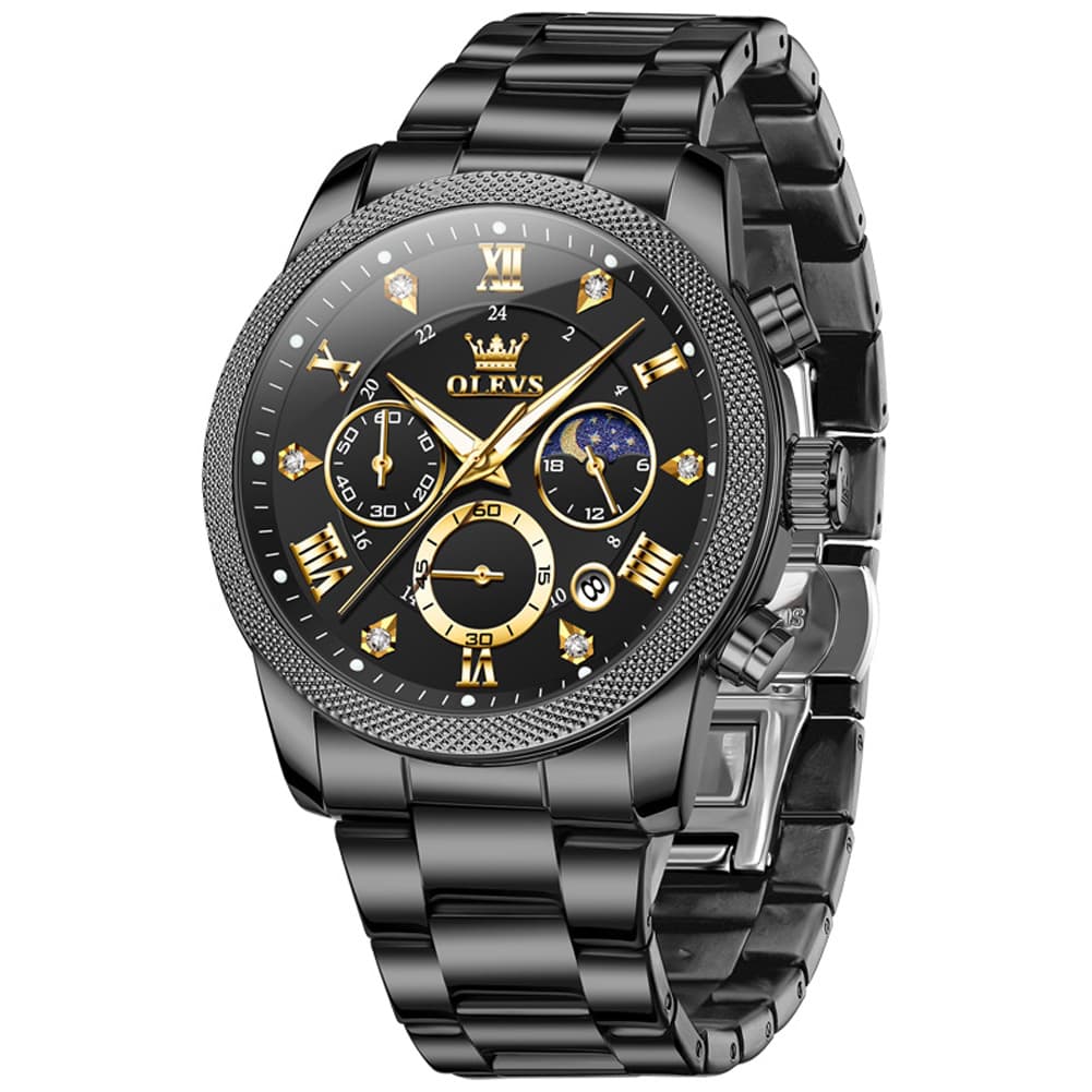 OLEVS 3660 Chronograph Moon Phase Diamond Dial Tactical Sports Watch For Men