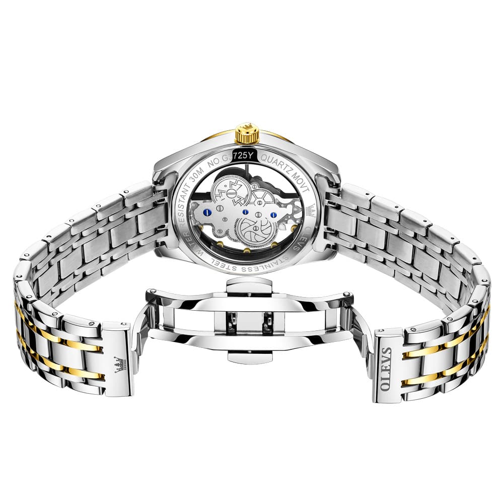 OLEVS 3725 Skeleton Luminous Quartz Watch for Men