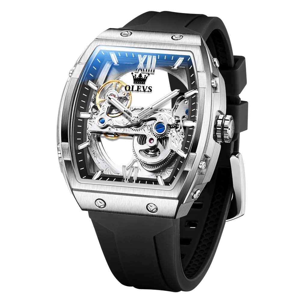 OLEVS 6779 Tonneau Skeleton Mechanical Watch for Men