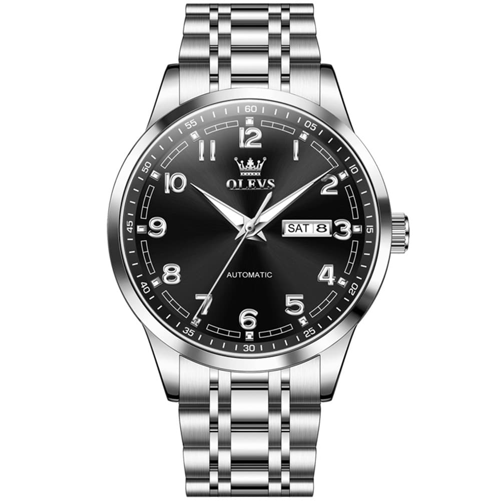 OLEVS 7077 Arabic Numeral Dual Calendar Automatic Watch For Men