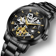 OLEVS 6670 Stainless Steel Skeleton Mechanical Watch for Men