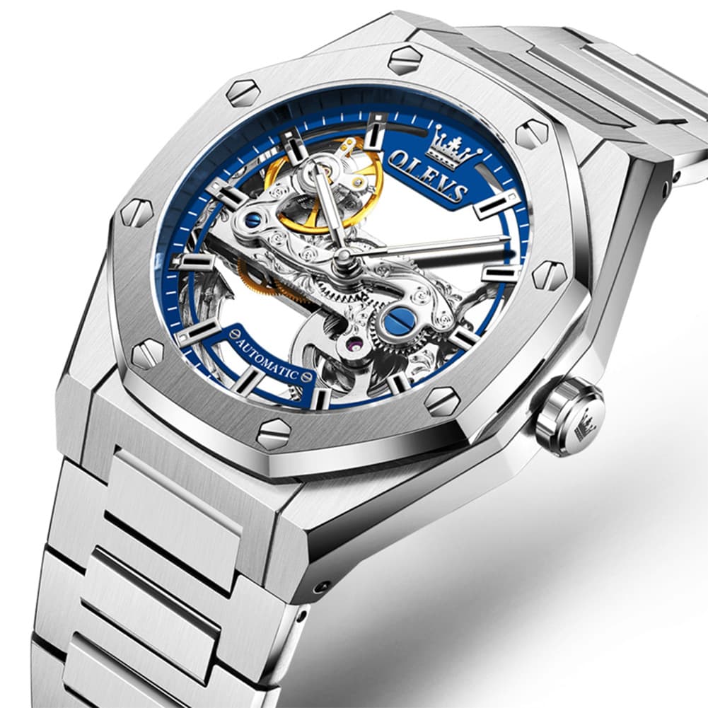 OLEVS 6742 Octagonal Skeleton Mechanical Watch for Men