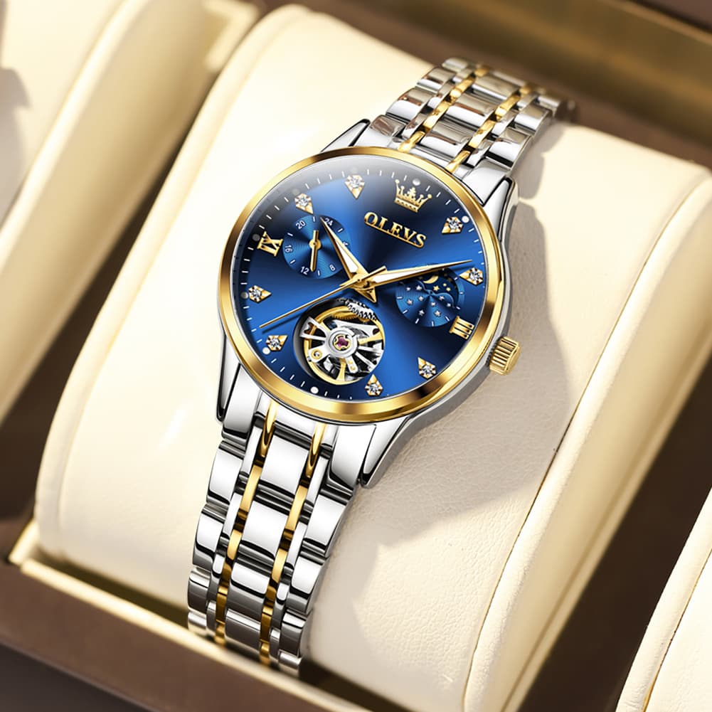 OLEVS 6608 Automatic Mechanical Open Heart Watch for Women