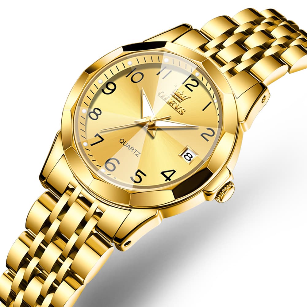 OLEVS 9970 3D Rhombic Faceted Glass Date Watch for Women