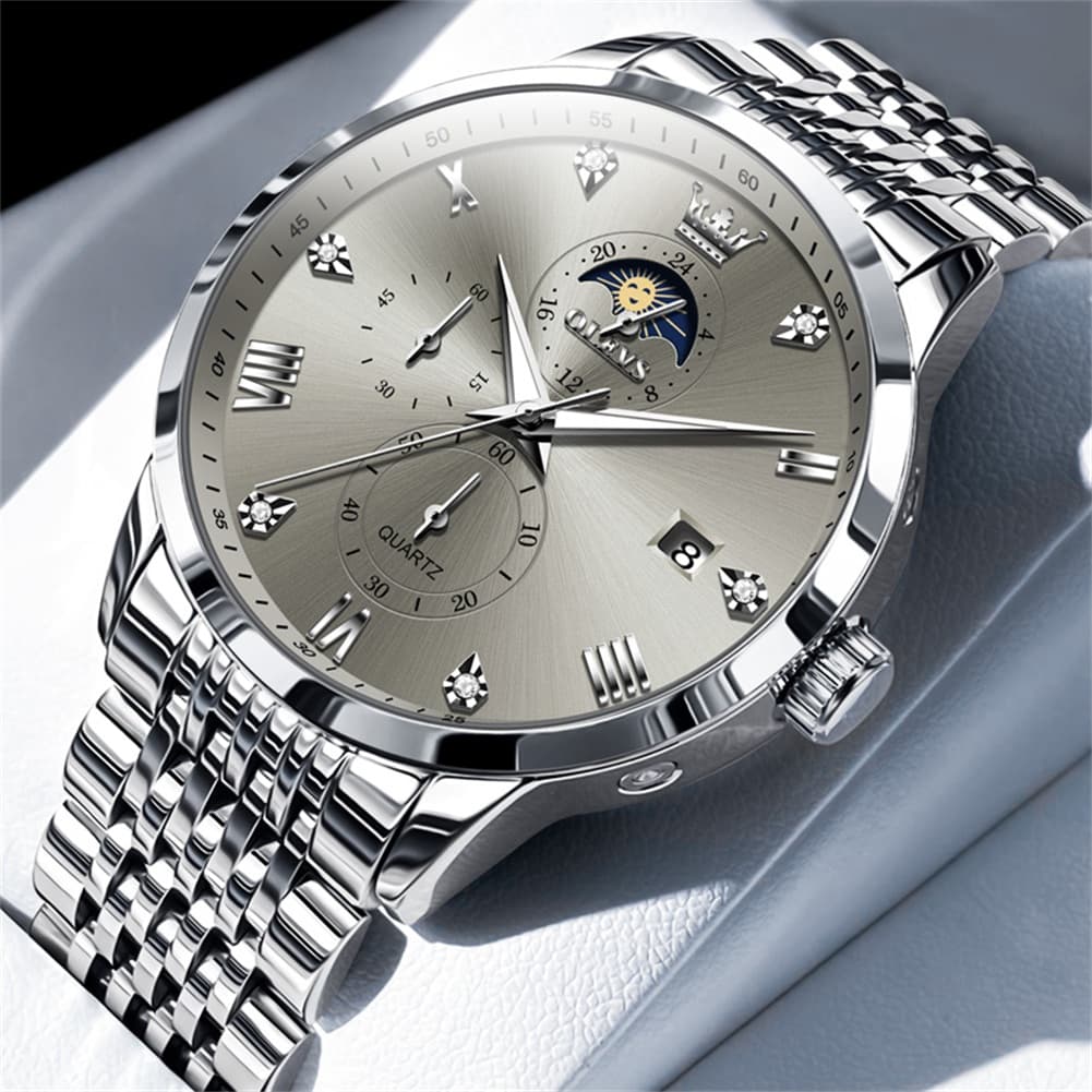 OLEVS 2925 Luminous Moon Phase Quartz Watch for Men