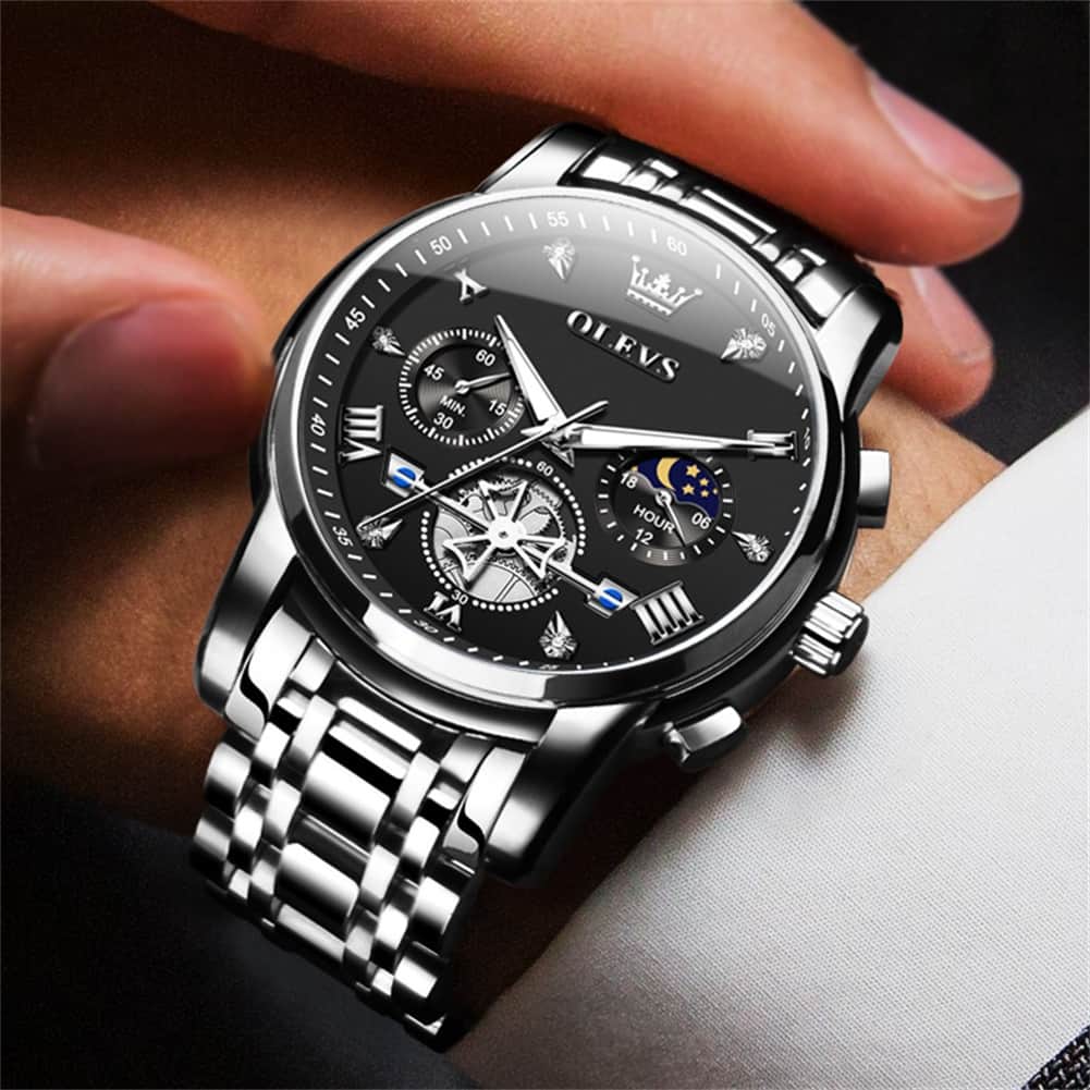 OLEVS 2856 Luxury Moon Phase Chronograph Quartz Watch for Men