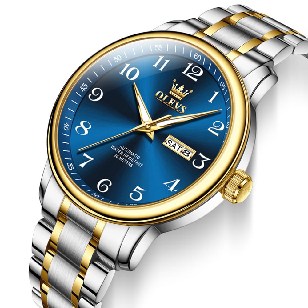 OLEVS 7072 Arabic Numeral Dual Calendar Automatic Watch For Men