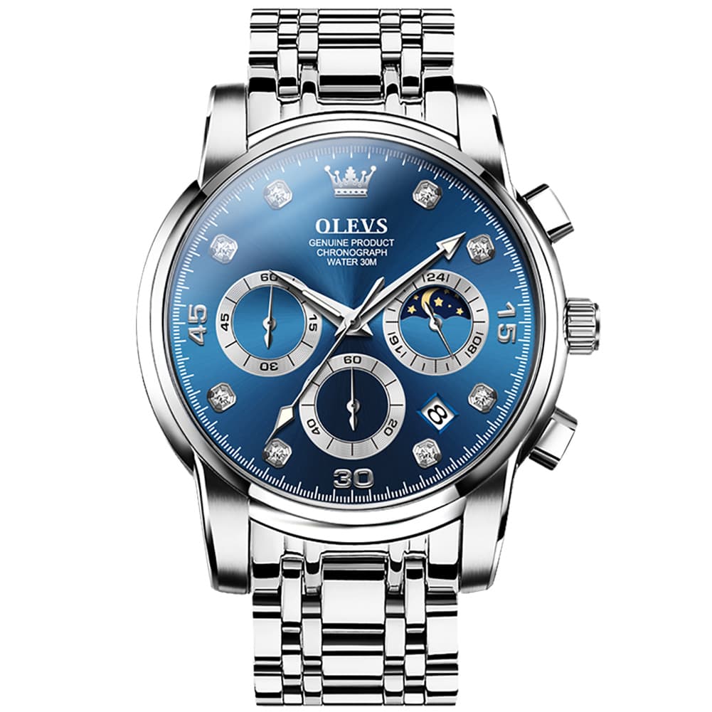 OLEVS 2889 Steel Chronograph Moon Phase Watch for Men