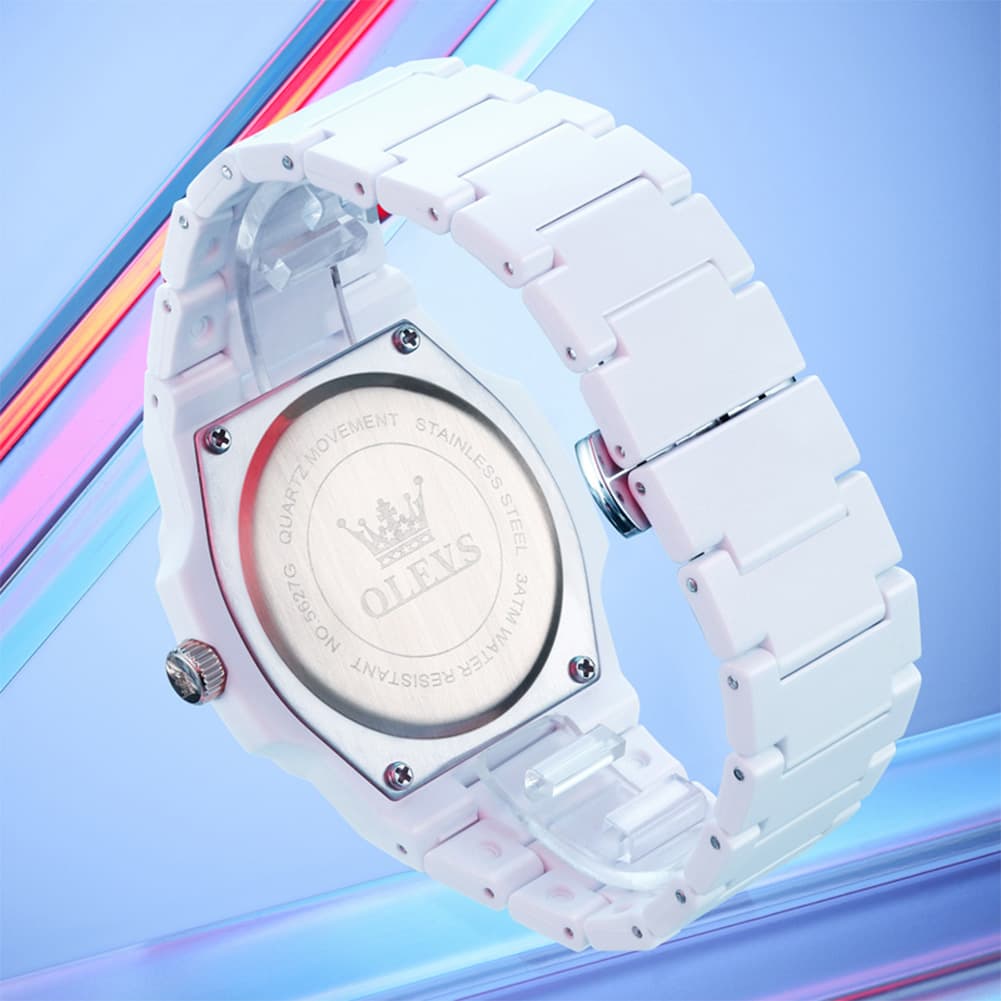 OLEVS Men Streetwear Octagonal Porthole Watch Resin Day Date Quartz 5627