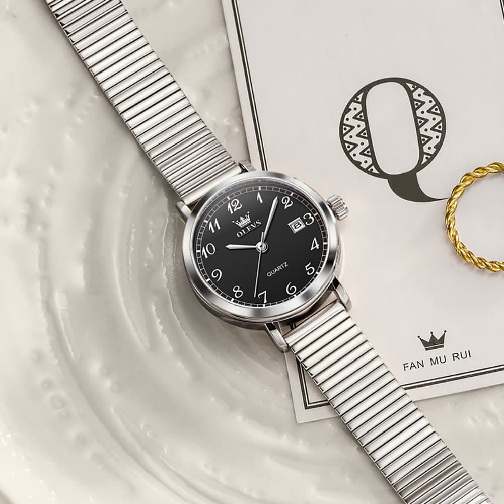 OLEVS Petite Minimalist Mesh Watch with Date 7130 for Women
